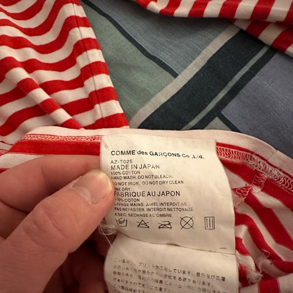 Commes Des Garcons Play Women's Big Red Heart Striped Red/White Size L - Picture 5 of 8
